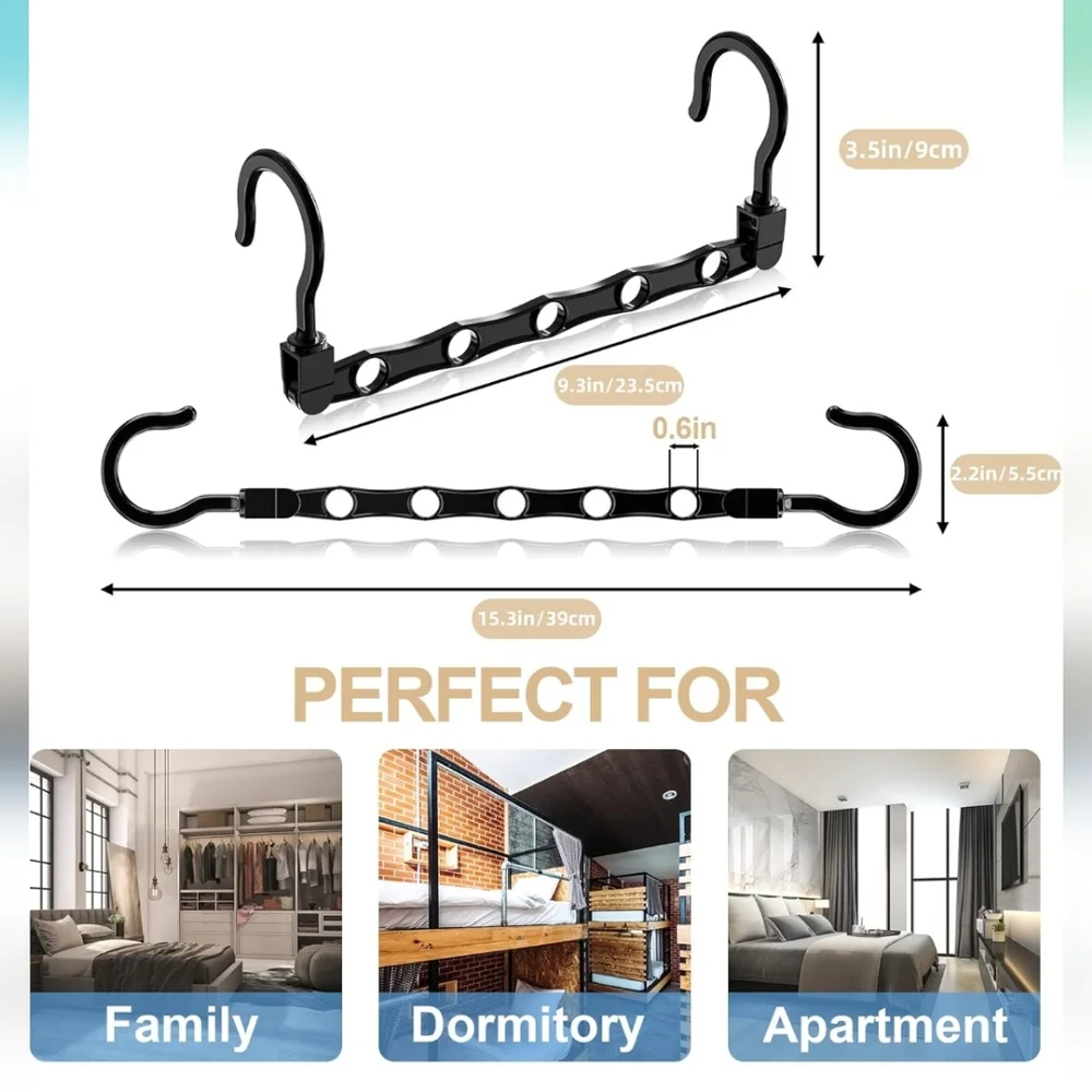 Space-Saving Black Closet Hangers (10)